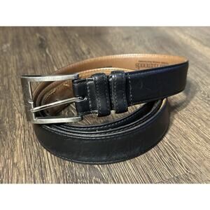 Allen Edmonds Dress Belt Calfskin Leather Classi 39501 Black SZ 52 Silver Buckle